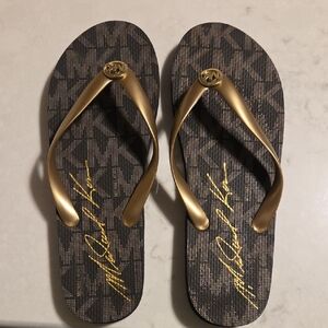Michael Kors Gold Strap Flip Flops
